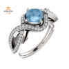 14KT GOLD 1.25 CT SKY BLUE TOPAZ & 1/3 CTW DIAMOND TWIST RING