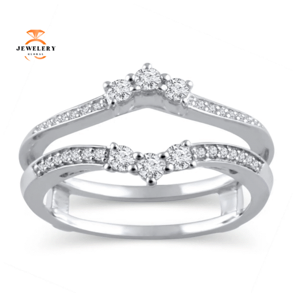 14KT GOLD 1/3 CTW DIAMOND 3 STONE STYLE INSERT BAND - Image 4