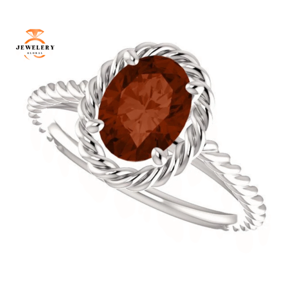 14KT GOLD 2.00 CARAT OVAL GARNET RING - Image 7