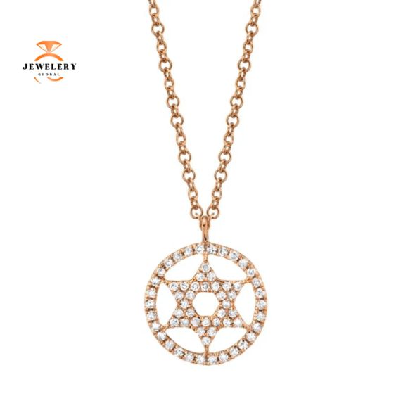 14KT Gold Diamond Star of David Necklace