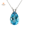 14KT WHITE GOLD 3.60 CT PEAR SHAPE BLUE TOPAZ NECKLACE