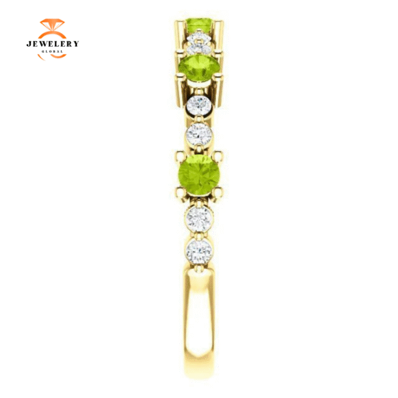 14KT GOLD .45 CTW PERIDOT & .20 CTW DIAMOND ACCENT STACKABLE RING - Image 8