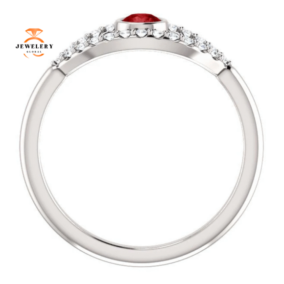 14KT GOLD RUBY & WHITE SAPPHIRE EVIL EYE RING - Image 5