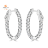 14KT WHITE GOLD 0.95 CTW DIAMOND TRELLIS HOOP EARRINGS