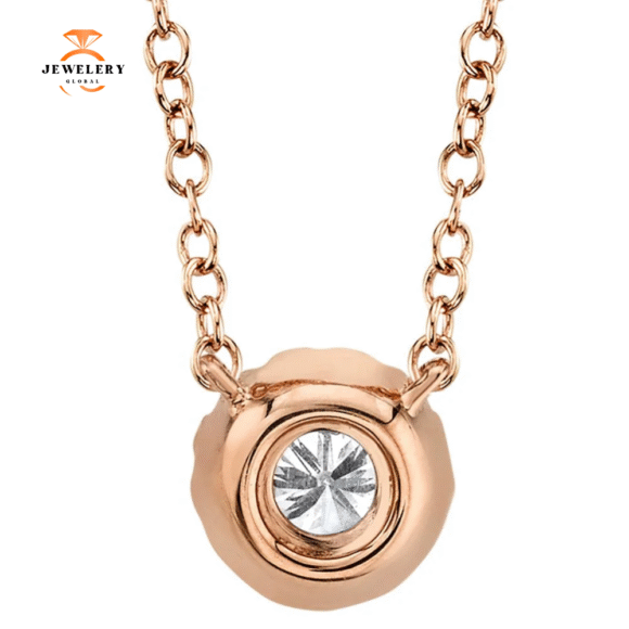 14KT GOLD 0.14 CTW DIAMOND ROUND HALO NECKLACE - Image 6