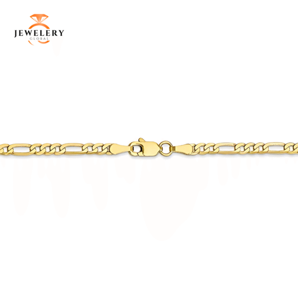 10KT YELLOW GOLD 2.75MM FLAT FIGARO CHAIN NECKLACE - 6 LENGTHS - Image 5