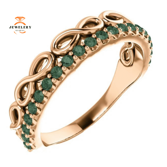 14KT GOLD GENUINE 0.42 CTW ALEXANDRITE INFINITY STACKABLE RING