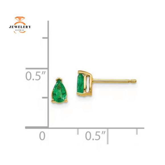 14KT GOLD 0.40 CTW PEAR SHAPE EMERALD EARRINGS - Image 2