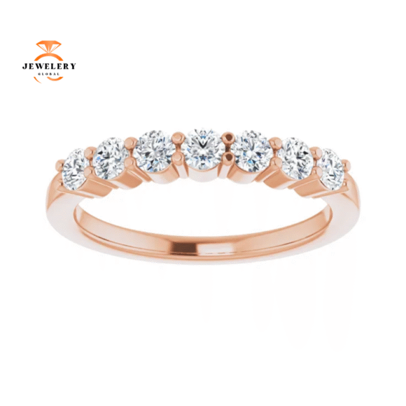 14KT Gold 1/2 CTW Round Diamond 7 Stone Band - Image 8