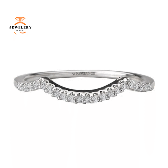14KT Gold 1/10 CTW Round Diamond Curved Band - Image 2
