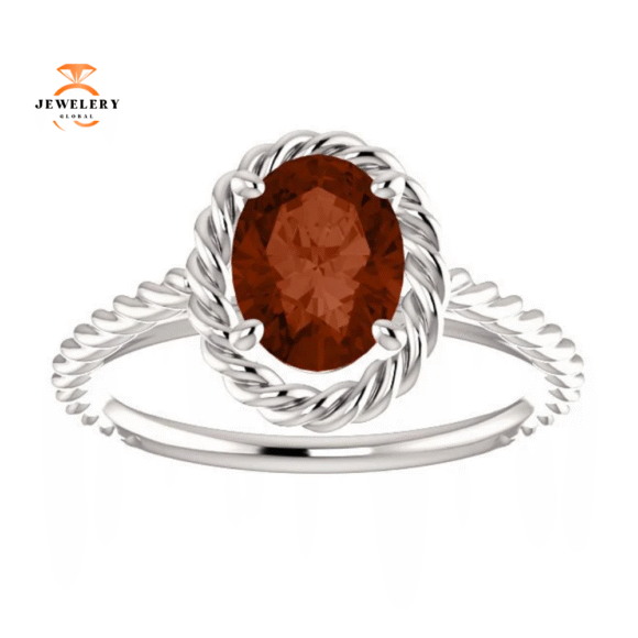 14KT GOLD 2.00 CARAT OVAL GARNET RING - Image 9