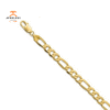 14KT GOLD 7.5MM SOLID FLAT FIGARO CHAIN BRACELET