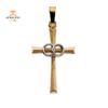 14KT TWO TONE CROSS WITH INTERLOCKING BANDS