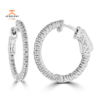 14KT WHITE GOLD 0.55CTW DIAMOND TRELLIS HOOP EARRING