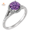 14KT WHITE GOLD 1 1/4 CTW AMETHYST & 1/6 CTW DIAMOND HALO RING