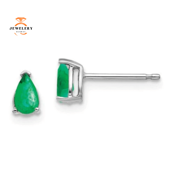 14KT GOLD 0.40 CTW PEAR SHAPE EMERALD EARRINGS - Image 3