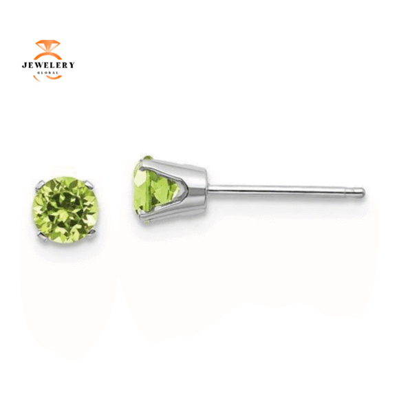 14KT GOLD 0.60 CARAT ROUND PERIDOT EARRINGS
