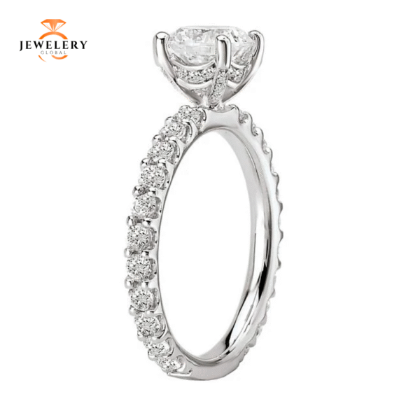 14KT 3/4 CTW DIAMOND ACCENT 4/5 ETERNITY SETTING FOR 1 CT ROUND - Image 4