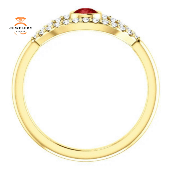 14KT GOLD RUBY & WHITE SAPPHIRE EVIL EYE RING - Image 8