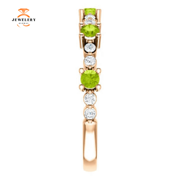 14KT GOLD .45 CTW PERIDOT & .20 CTW DIAMOND ACCENT STACKABLE RING - Image 12