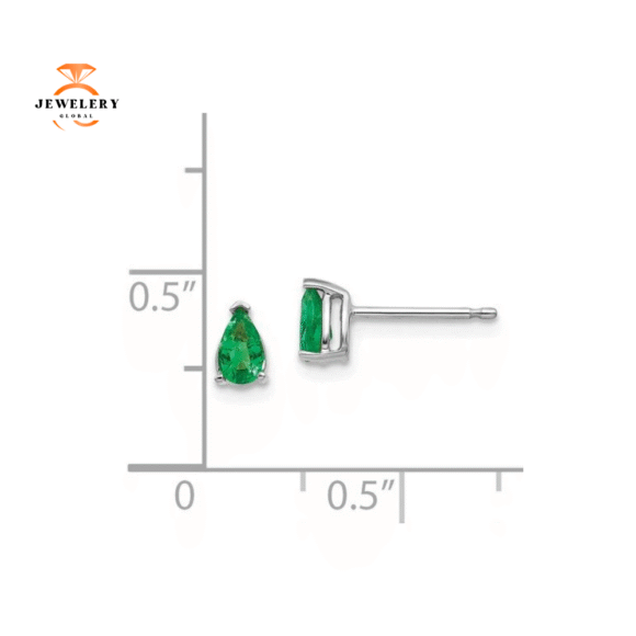 14KT GOLD 0.40 CTW PEAR SHAPE EMERALD EARRINGS - Image 4