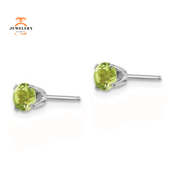 14KT GOLD 0.60 CARAT ROUND PERIDOT EARRINGS - Image 2