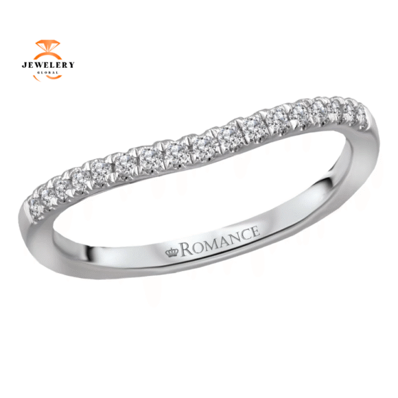 14KT GOLD 1/7 CTW ROUND DIAMOND CURVED 17 STONE BAND