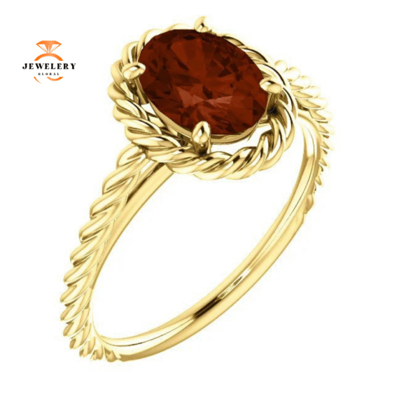 14KT GOLD 2.00 CARAT OVAL GARNET RING - Image 11