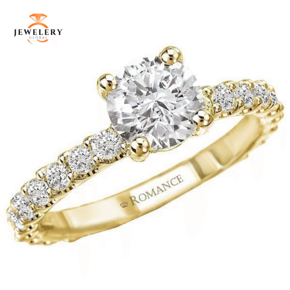 14KT 3/4 CTW DIAMOND ACCENT 4/5 ETERNITY SETTING FOR 1 CT ROUND - Image 5