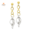 14KT TWO TONE FANCY DANGLE POST EARRINGS