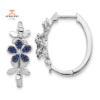 14KT WHITE GOLD 0.18 CTW SAPPHIRE & 0.06 CTW DIAMOND FLORAL HOOP EARRINGS
