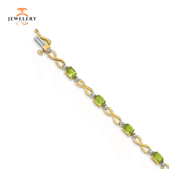 10KT YELLOW GOLD 4 CTW PERIDOT & .025 CTW DIAMOND BRACELET - Image 3