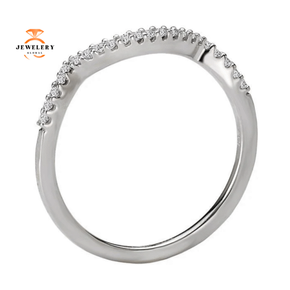 14KT Gold 1/10 CTW Round Diamond Curved Band - Image 4