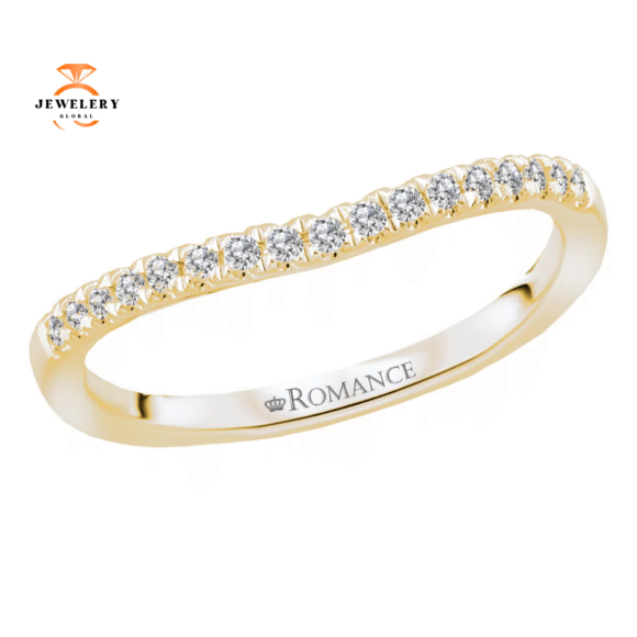 14KT GOLD 1/7 CTW ROUND DIAMOND CURVED 17 STONE BAND - Image 2