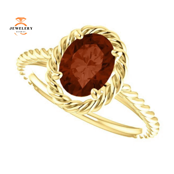 14KT GOLD 2.00 CARAT OVAL GARNET RING - Image 12