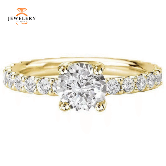 14KT 3/4 CTW DIAMOND ACCENT 4/5 ETERNITY SETTING FOR 1 CT ROUND - Image 6