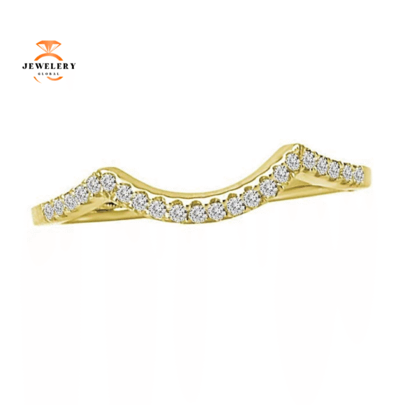 14KT Gold 1/10 CTW Round Diamond Curved Band - Image 5