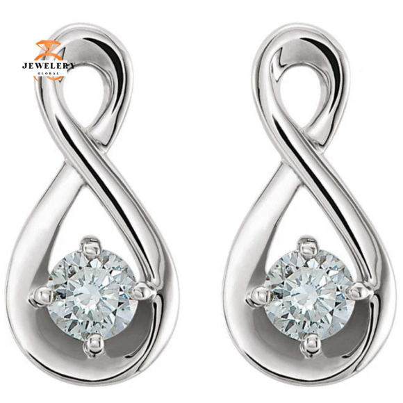 14KT GOLD 1/5 CTW DIAMOND INFINETY INSPRIED EARRINGS - Image 2