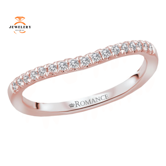 14KT GOLD 1/7 CTW ROUND DIAMOND CURVED 17 STONE BAND - Image 3