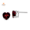 14KT WHITE GOLD 3.70 CTW HEART GARNET STUD EARRINGS