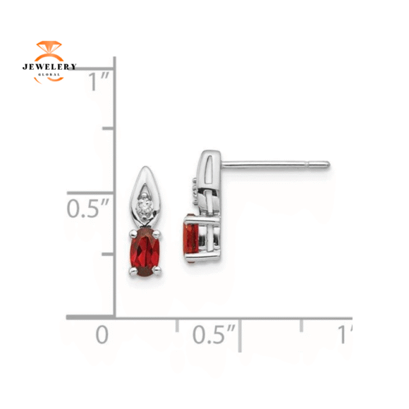 14KT WHITE GOLD 0.58 CTW GARNET AND DIAMOND EARRINGS - Image 3