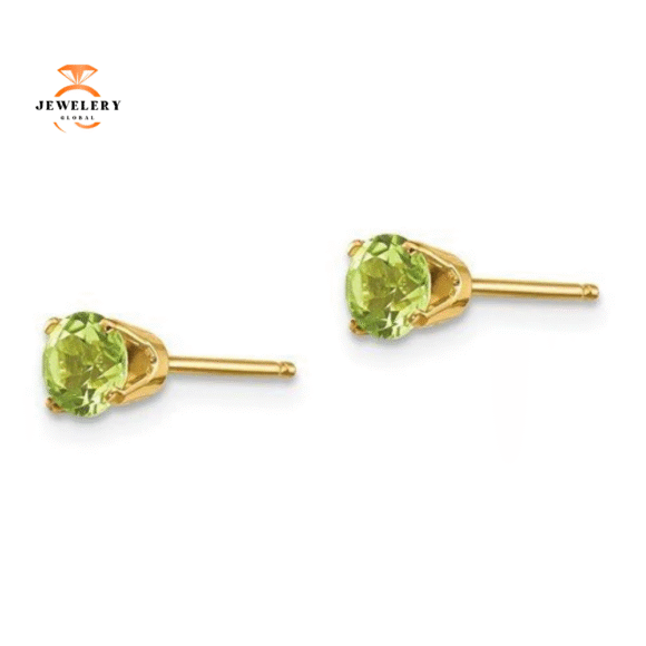 14KT GOLD 0.60 CARAT ROUND PERIDOT EARRINGS - Image 5