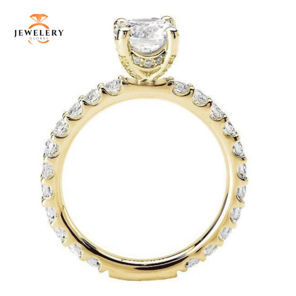 14KT 3/4 CTW DIAMOND ACCENT 4/5 ETERNITY SETTING FOR 1 CT ROUND - Image 8