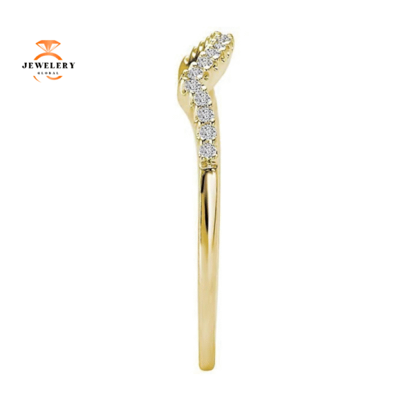 14KT Gold 1/10 CTW Round Diamond Curved Band - Image 7