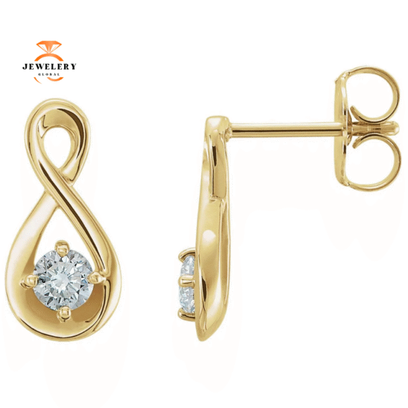 14KT GOLD 1/5 CTW DIAMOND INFINETY INSPRIED EARRINGS - Image 3