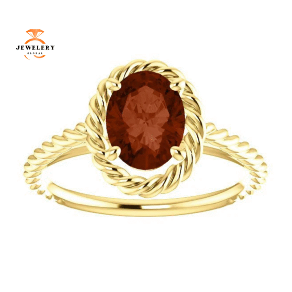 14KT GOLD 2.00 CARAT OVAL GARNET RING - Image 14