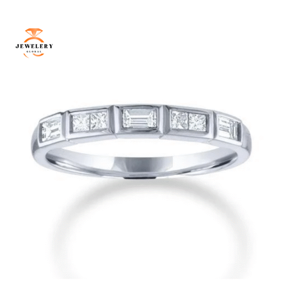 14KT Gold 3/8 CTW Princess Cut & Baguette Diamond Band