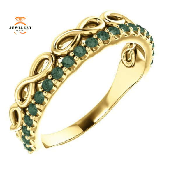 14KT GOLD GENUINE 0.42 CTW ALEXANDRITE INFINITY STACKABLE RING - Image 8
