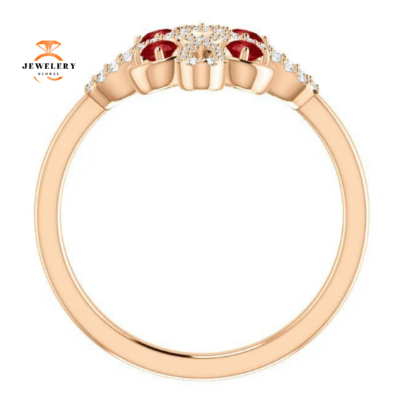 14KT GOLD RUBY AND DIAMOND CLOVER RING - Image 2
