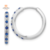 14KT WHITE GOLD 0.21 CTW SAPPHIRE & 0.18 CTW DIAMOND HOOP EARRINGS